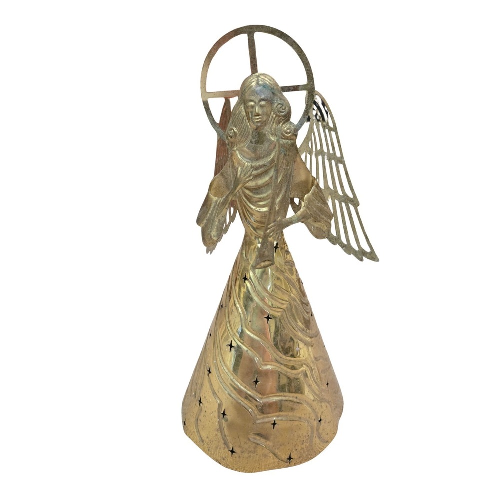 1984 Gallery Originals Pierced Gold Metal Angel Christmas Tree Topper Vintage‎